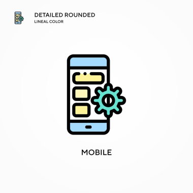 Mobil vektör simgesi. Modern vektör illüstrasyon kavramları. Düzenlemesi ve kişiselleştirmesi kolay.