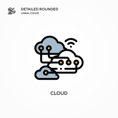 Bulut vektör simgesi. Modern vektör illüstrasyon kavramları. Düzenlemesi ve kişiselleştirmesi kolay.