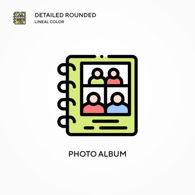 Fotoğraf albümü vektör simgesi. Modern vektör illüstrasyon kavramları. Düzenlemesi ve kişiselleştirmesi kolay.