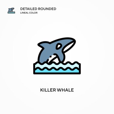 Katil balina vektör ikonu. Modern vektör illüstrasyon kavramları. Düzenlemesi ve kişiselleştirmesi kolay.