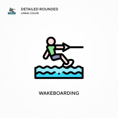 Wakeboard vektör simgesi. Modern vektör illüstrasyon kavramları. Düzenlemesi ve kişiselleştirmesi kolay.