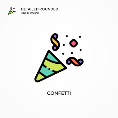 Konfeti vektör simgesi. Modern vektör illüstrasyon kavramları. Düzenlemesi ve kişiselleştirmesi kolay.