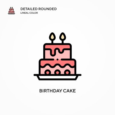 Doğum günü pastası ikonu. Modern vektör illüstrasyon kavramları. Düzenlemesi ve kişiselleştirmesi kolay.