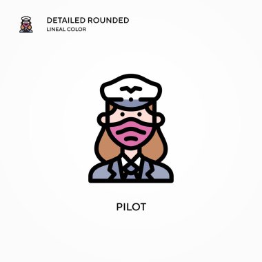 Pilot vektör simgesi. Modern vektör illüstrasyon kavramları. Düzenlemesi ve kişiselleştirmesi kolay.