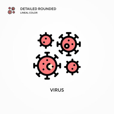 Virüs vektör simgesi. Modern vektör illüstrasyon kavramları. Düzenlemesi ve kişiselleştirmesi kolay.