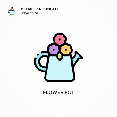 Çiçek saksı vektör simgesi. Modern vektör illüstrasyon kavramları. Düzenlemesi ve kişiselleştirmesi kolay.
