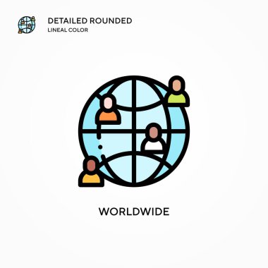 Dünya çapında vektör simgesi. Modern vektör illüstrasyon kavramları. Düzenlemesi ve kişiselleştirmesi kolay.