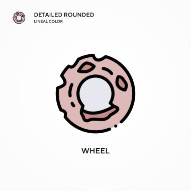 Tekerlek vektör simgesi. Modern vektör illüstrasyon kavramları. Düzenlemesi ve kişiselleştirmesi kolay.