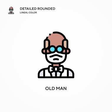 Yaşlı adam vektör simgesi. Modern vektör illüstrasyon kavramları. Düzenlemesi ve kişiselleştirmesi kolay.