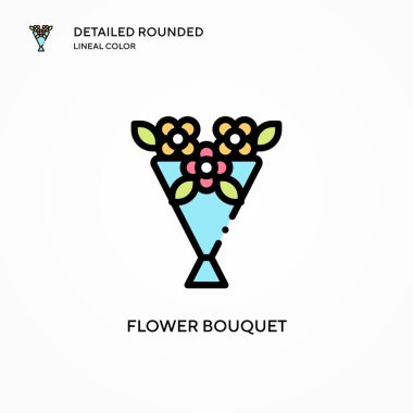 Çiçek buket vektör simgesi. Modern vektör illüstrasyon kavramları. Düzenlemesi ve kişiselleştirmesi kolay.