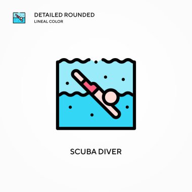 Dalgıç vektör simgesi. Modern vektör illüstrasyon kavramları. Düzenlemesi ve kişiselleştirmesi kolay.