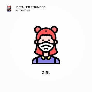 Kız vektör simgesi. Modern vektör illüstrasyon kavramları. Düzenlemesi ve kişiselleştirmesi kolay.