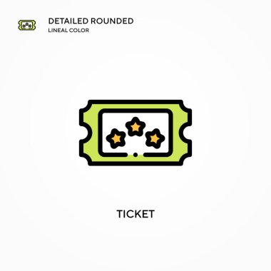 Bilet vektör simgesi. Modern vektör illüstrasyon kavramları. Düzenlemesi ve kişiselleştirmesi kolay.