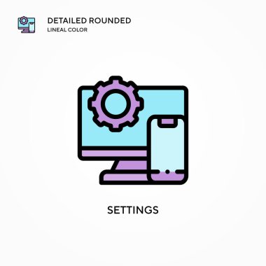Ayarlar vektör simgesi. Modern vektör illüstrasyon kavramları. Düzenlemesi ve kişiselleştirmesi kolay.