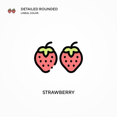 Çilek vektör simgesi. Modern vektör illüstrasyon kavramları. Düzenlemesi ve kişiselleştirmesi kolay.