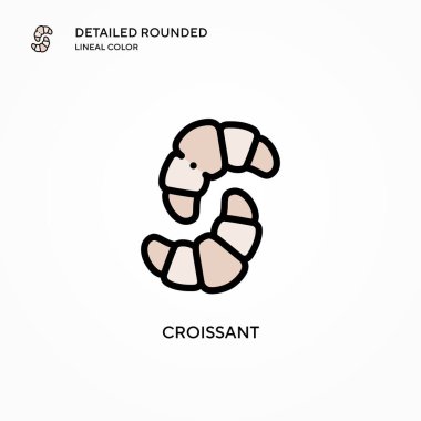 Kruvasan vektör ikonu. Modern vektör illüstrasyon kavramları. Düzenlemesi ve kişiselleştirmesi kolay.