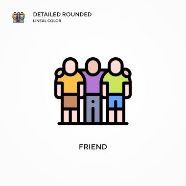 Arkadaş vektör simgesi. Modern vektör illüstrasyon kavramları. Düzenlemesi ve kişiselleştirmesi kolay.