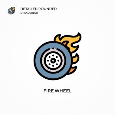 Ateş tekeri vektör simgesi. Modern vektör illüstrasyon kavramları. Düzenlemesi ve kişiselleştirmesi kolay.