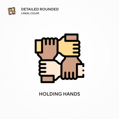 Eller vektör simgesi tutuluyor. Modern vektör illüstrasyon kavramları. Düzenlemesi ve kişiselleştirmesi kolay.