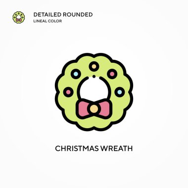 Noel çelengi vektör simgesi. Modern vektör illüstrasyon kavramları. Düzenlemesi ve kişiselleştirmesi kolay.