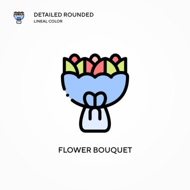 Çiçek buket vektör simgesi. Modern vektör illüstrasyon kavramları. Düzenlemesi ve kişiselleştirmesi kolay.