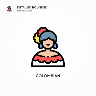 Kolombiya vektör simgesi. Modern vektör illüstrasyon kavramları. Düzenlemesi ve kişiselleştirmesi kolay.