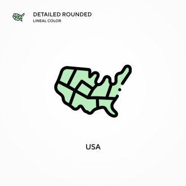 Usa vektör simgesi. Modern vektör illüstrasyon kavramları. Düzenlemesi ve kişiselleştirmesi kolay.