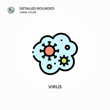 Virüs vektör simgesi. Modern vektör illüstrasyon kavramları. Düzenlemesi ve kişiselleştirmesi kolay.