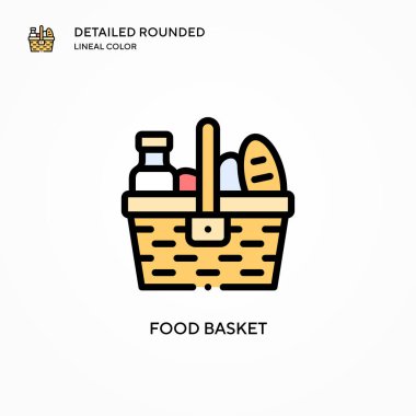 Yemek sepeti ikonu. Modern vektör illüstrasyon kavramları. Düzenlemesi ve kişiselleştirmesi kolay.