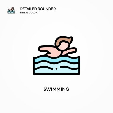 Yüzme vektör simgesi. Modern vektör illüstrasyon kavramları. Düzenlemesi ve kişiselleştirmesi kolay.