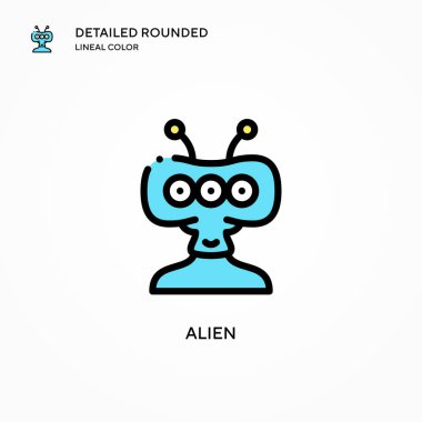 Uzaylı vektör simgesi. Modern vektör illüstrasyon kavramları. Düzenlemesi ve kişiselleştirmesi kolay.