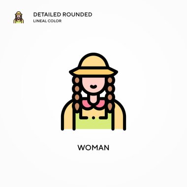 Kadın vektör simgesi. Modern vektör illüstrasyon kavramları. Düzenlemesi ve kişiselleştirmesi kolay.