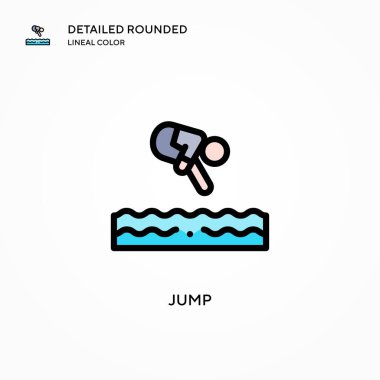 Atlama vektör simgesi. Modern vektör illüstrasyon kavramları. Düzenlemesi ve kişiselleştirmesi kolay.