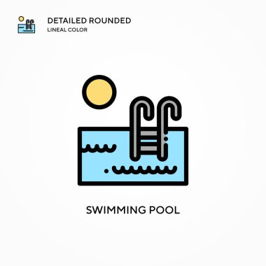 Yüzme havuzu vektör simgesi. Modern vektör illüstrasyon kavramları. Düzenlemesi ve kişiselleştirmesi kolay.
