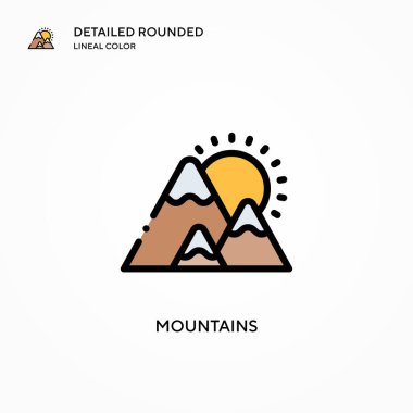 Dağlar vektör simgesi. Modern vektör illüstrasyon kavramları. Düzenlemesi ve kişiselleştirmesi kolay.