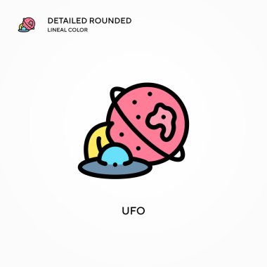 Ufo vektör simgesi. Modern vektör illüstrasyon kavramları. Düzenlemesi ve kişiselleştirmesi kolay.
