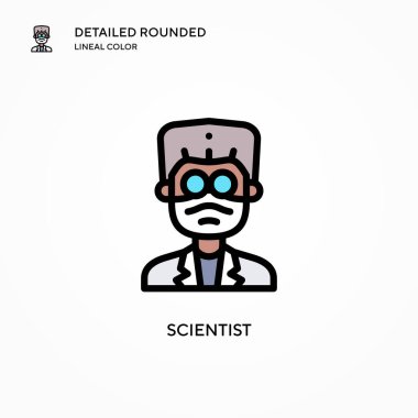 Bilim adamı vektör simgesi. Modern vektör illüstrasyon kavramları. Düzenlemesi ve kişiselleştirmesi kolay.