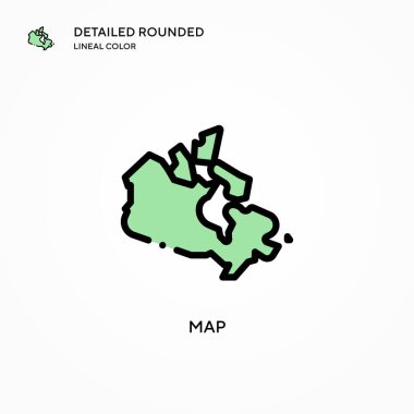 Harita vektör simgesi. Modern vektör illüstrasyon kavramları. Düzenlemesi ve kişiselleştirmesi kolay.