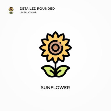 Ayçiçeği vektör simgesi. Modern vektör illüstrasyon kavramları. Düzenlemesi ve kişiselleştirmesi kolay.