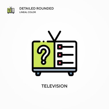 Televizyon vektör simgesi. Modern vektör illüstrasyon kavramları. Düzenlemesi ve kişiselleştirmesi kolay.