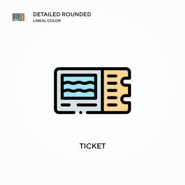 Bilet vektör simgesi. Modern vektör illüstrasyon kavramları. Düzenlemesi ve kişiselleştirmesi kolay.
