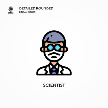 Bilim adamı vektör simgesi. Modern vektör illüstrasyon kavramları. Düzenlemesi ve kişiselleştirmesi kolay.