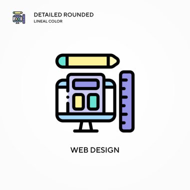 Web tasarım vektör simgesi. Modern vektör illüstrasyon kavramları. Düzenlemesi ve kişiselleştirmesi kolay.