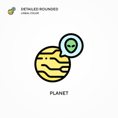 Gezegen vektör simgesi. Modern vektör illüstrasyon kavramları. Düzenlemesi ve kişiselleştirmesi kolay.