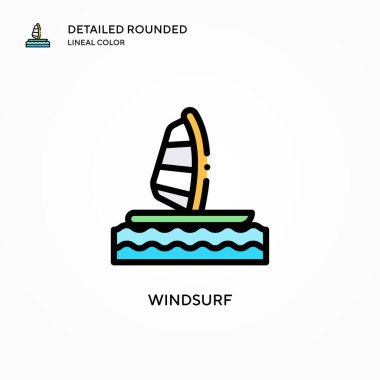 Windsurf vektör simgesi. Modern vektör illüstrasyon kavramları. Düzenlemesi ve kişiselleştirmesi kolay.
