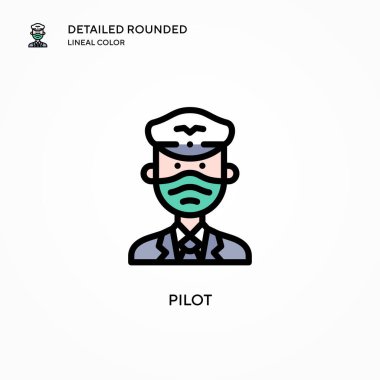 Pilot vektör simgesi. Modern vektör illüstrasyon kavramları. Düzenlemesi ve kişiselleştirmesi kolay.