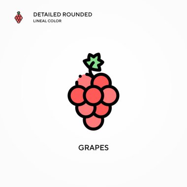 Üzüm vektör simgesi. Modern vektör illüstrasyon kavramları. Düzenlemesi ve kişiselleştirmesi kolay.