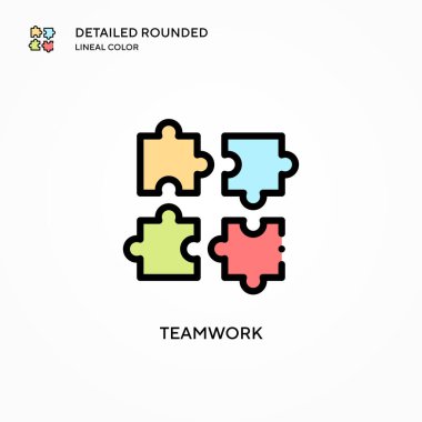 Takım çalışması vektör simgesi. Modern vektör illüstrasyon kavramları. Düzenlemesi ve kişiselleştirmesi kolay.