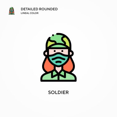 Asker vektör simgesi. Modern vektör illüstrasyon kavramları. Düzenlemesi ve kişiselleştirmesi kolay.