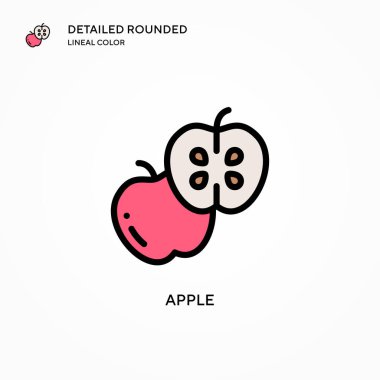 Elma vektör simgesi. Modern vektör illüstrasyon kavramları. Düzenlemesi ve kişiselleştirmesi kolay.